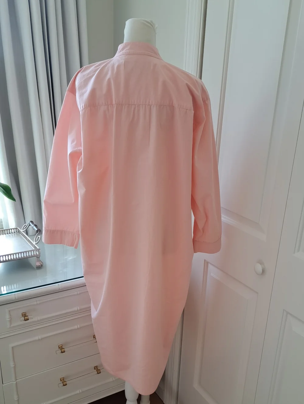 The J. Peterman Company Womens Marie Antoinette Pink Cotton Shirt Dress SM
